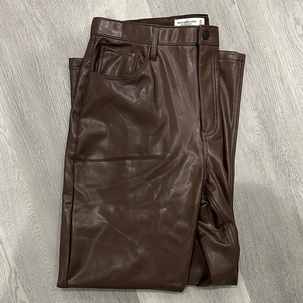 Abercrombie Chocolate Brown Vegan Leather Pants (Curve Love)